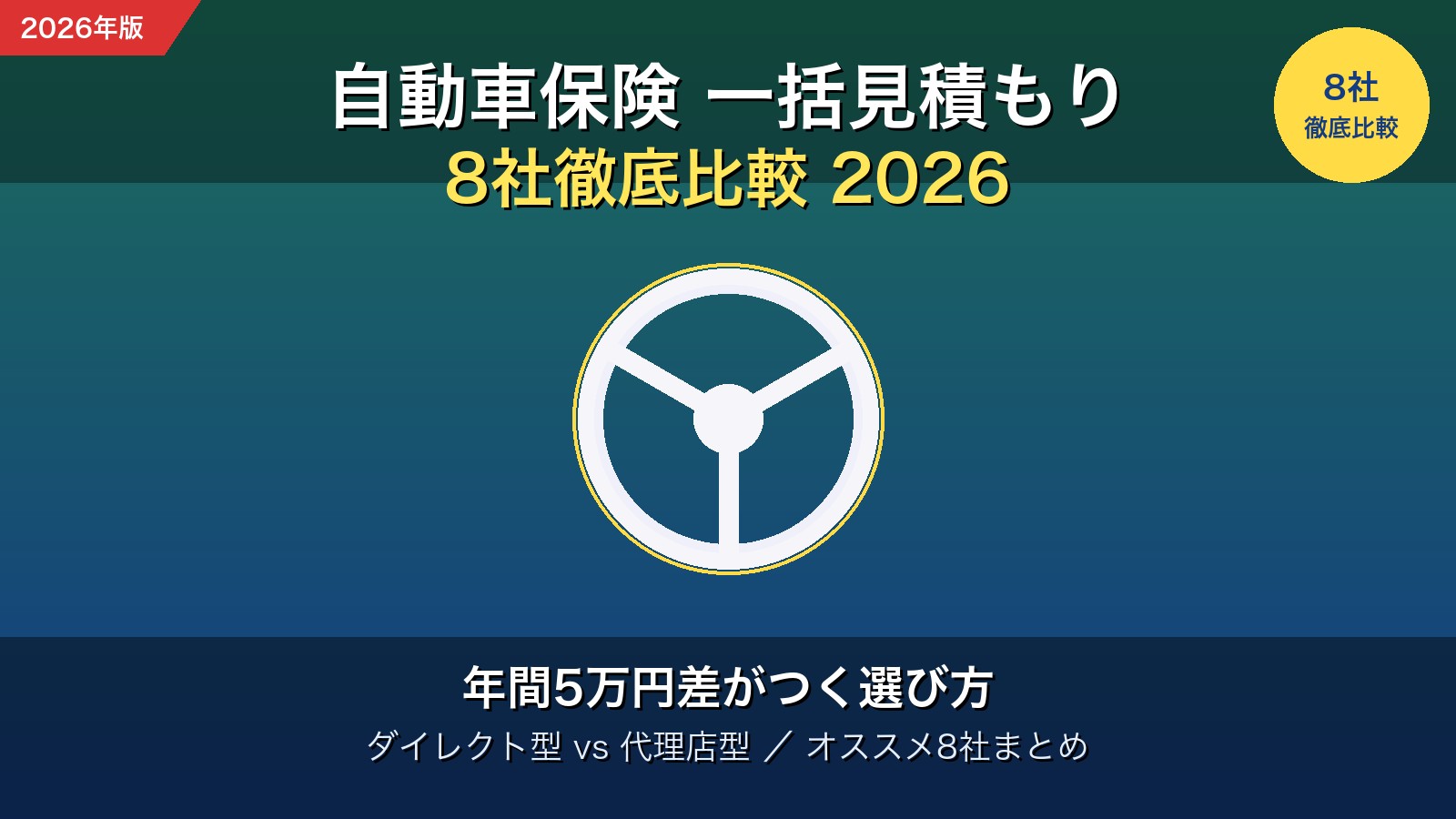 自動車保険 一括見積もり 8社徹底比較 2026 — 年間5万円差がつく選び方