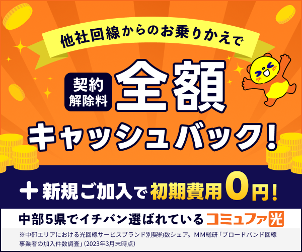 超高速インターネットが1年間ずっと月額980円〜【コミュファ光】