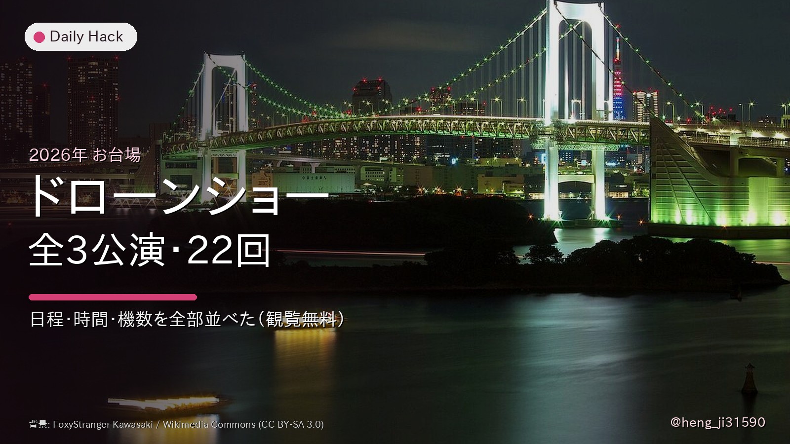 お台場ドローンショー 2026 完全まとめ｜全3公演・22回の日程と時間