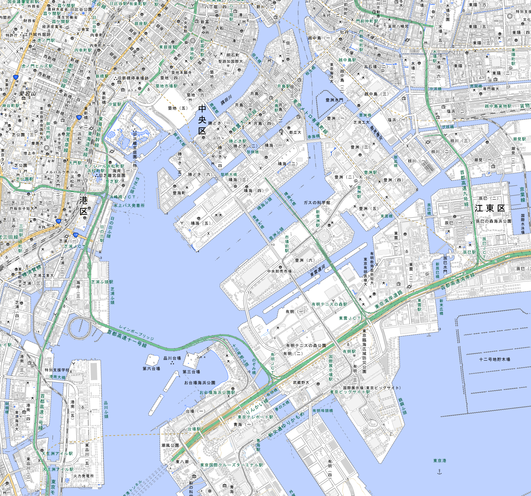 東京湾岸エリアの建設中・計画中タワーマンション位置図